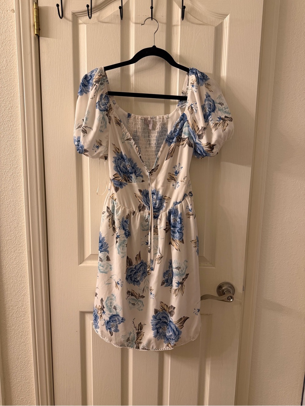 Chelsea28 White Mini Dress with Blue Floral Print